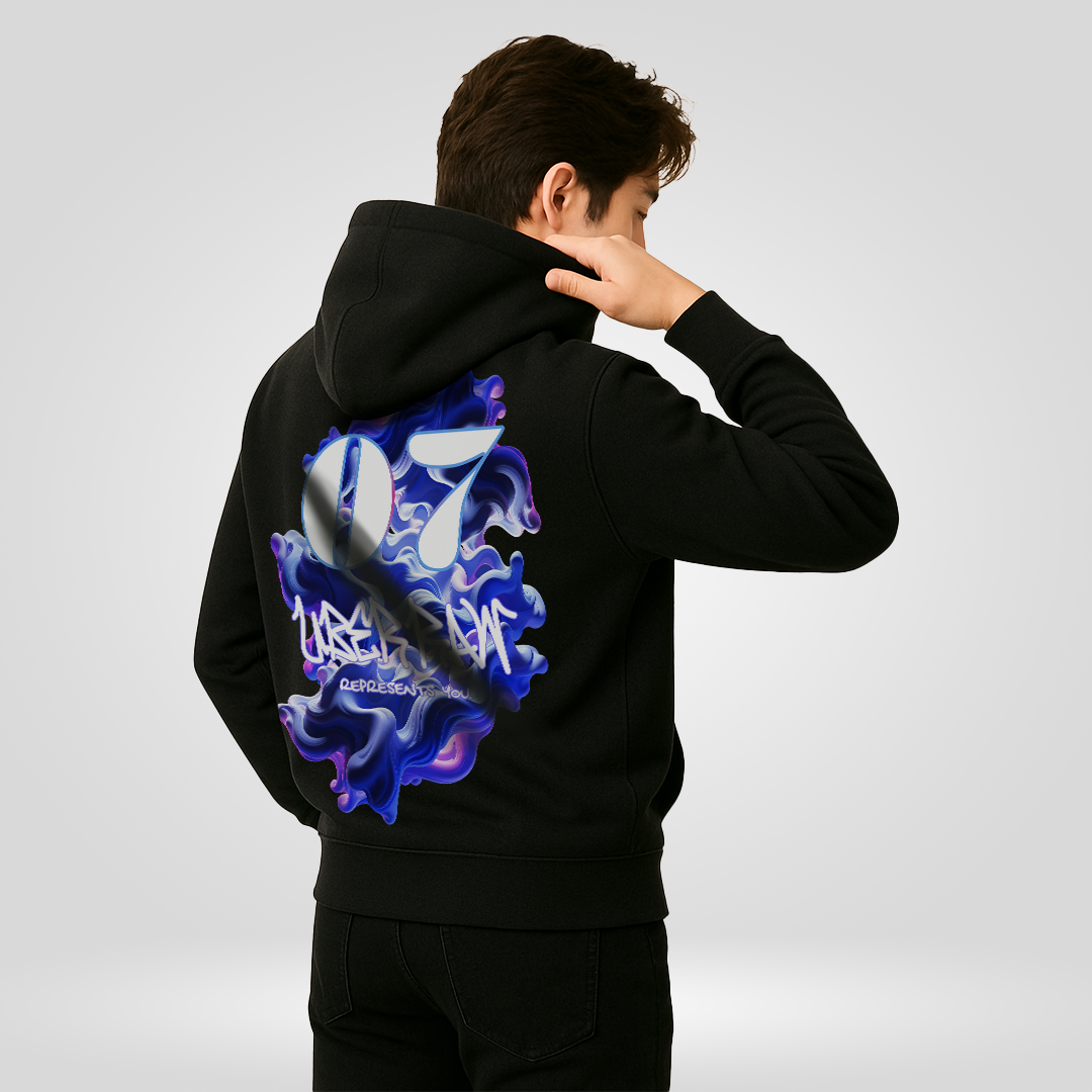 Classic Black Hoodie with Red Liner