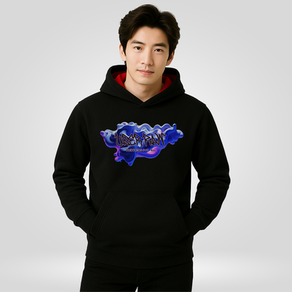 Classic Black Hoodie with Red Liner